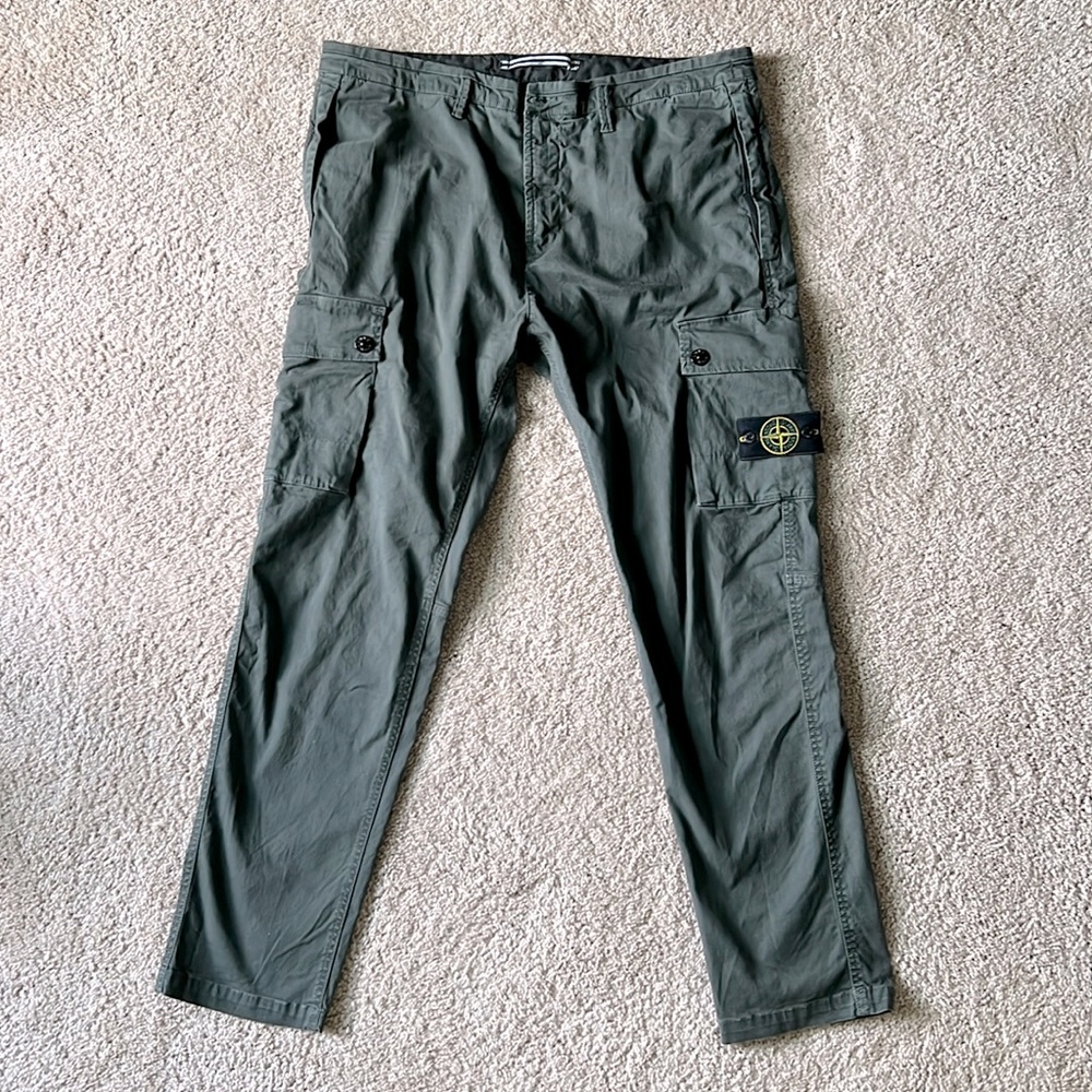 Stone Island Cargo Pants - W38 - Sage Green